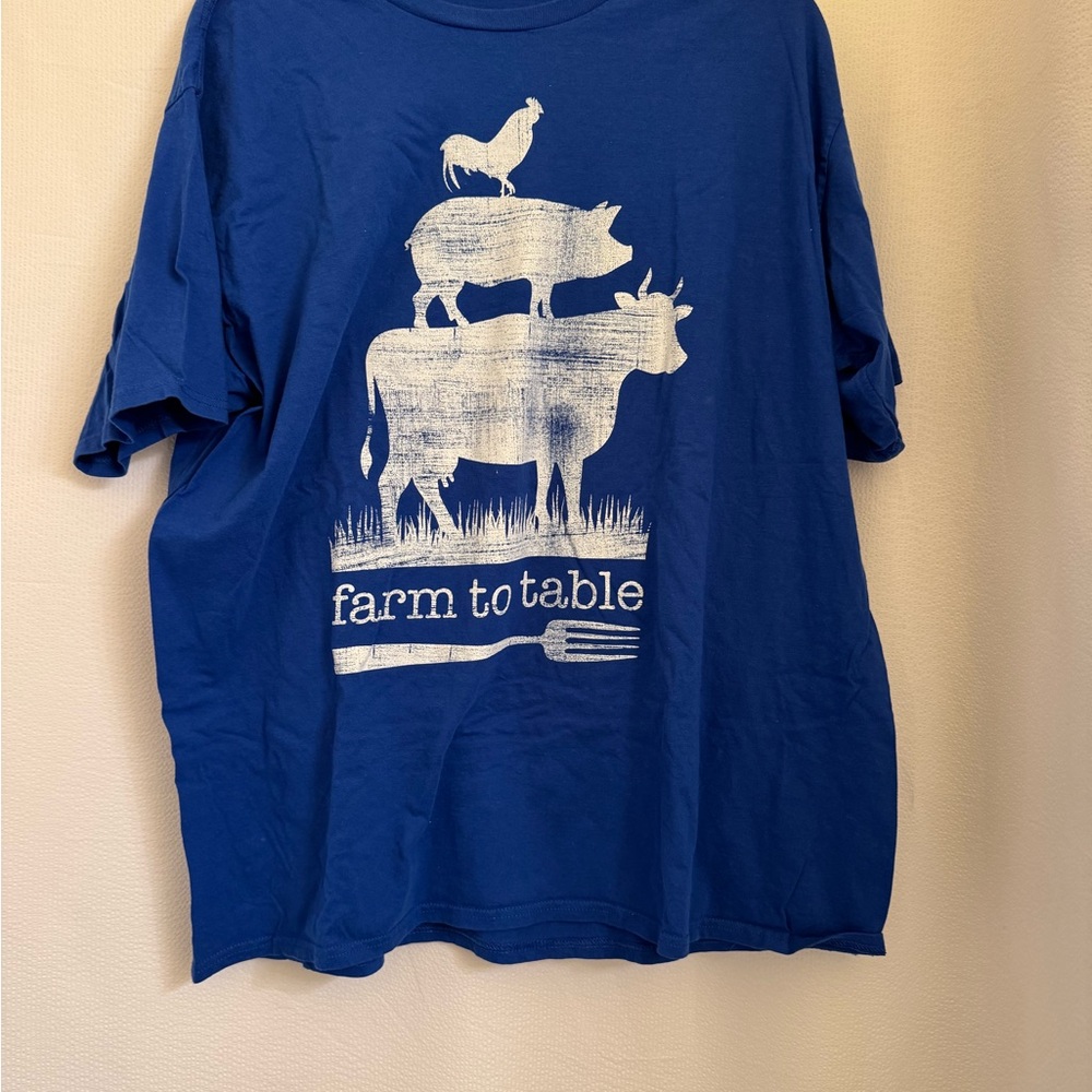 Blue Farm to Table Graphic T-Shirt